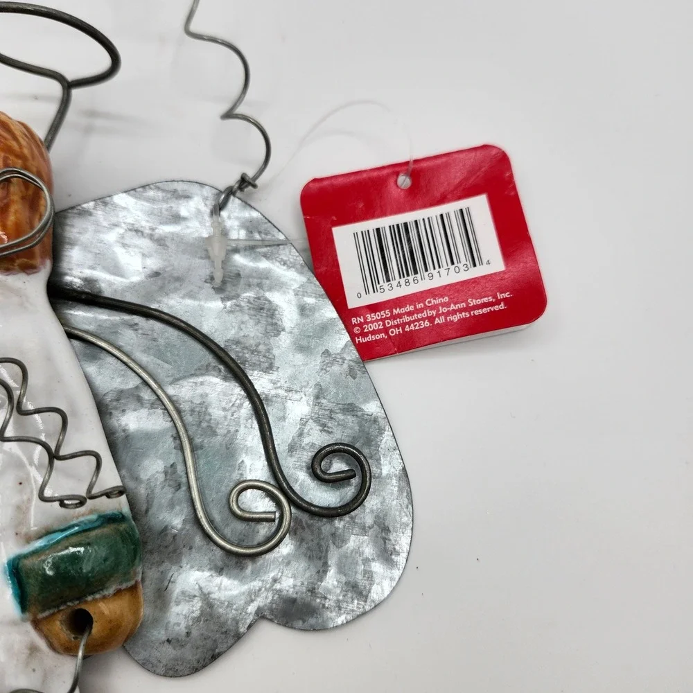Santa's Workbench Ceramic Angel Metal‎ Wings Heart Wall Decor 2002 NEW